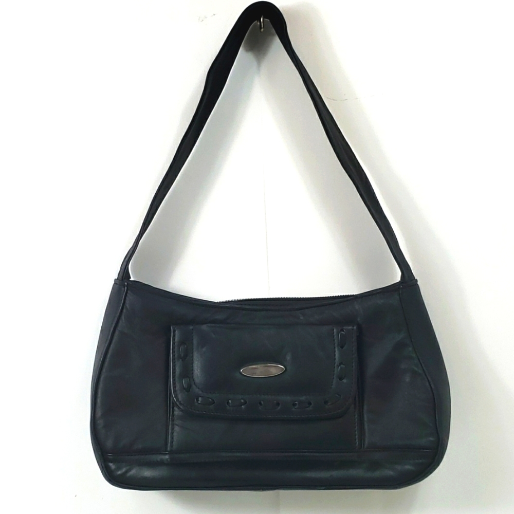 Black Leather Sleek Duran Piel Purse